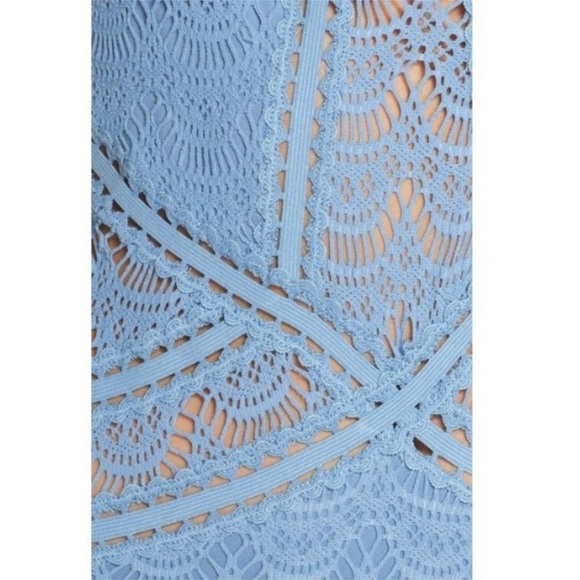 Becca by Rebecca Virtue periwinkle blue crochet halter tie one piece swimsuit π©΅ - Picture 14 of 16